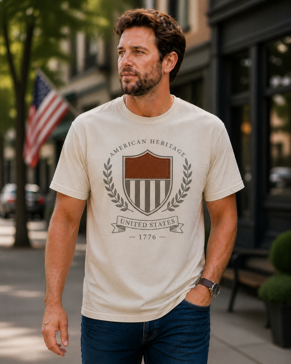 Off-white American Heritage crest T-shirt design preview
