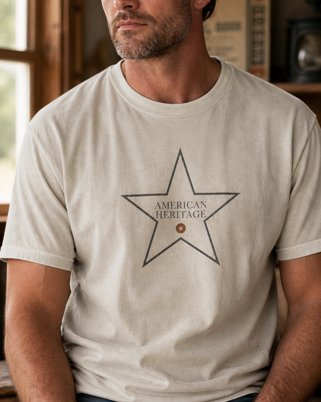 Off-white American Heritage outline star T-shirt design preview