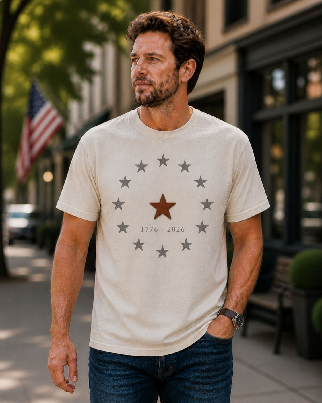 Off-white star circle T-shirt design preview
