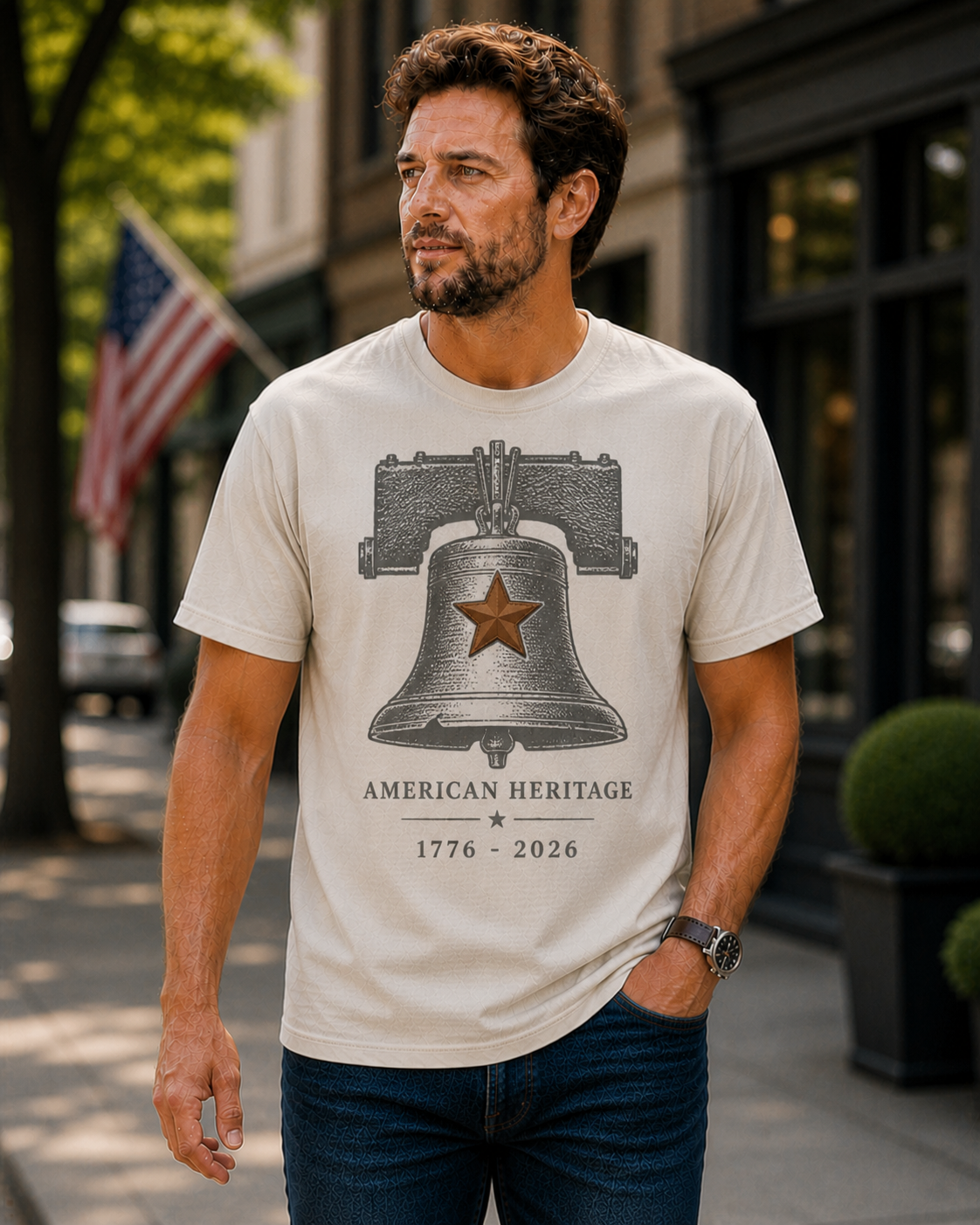 Off-white Liberty Bell American Heritage T-shirt design preview